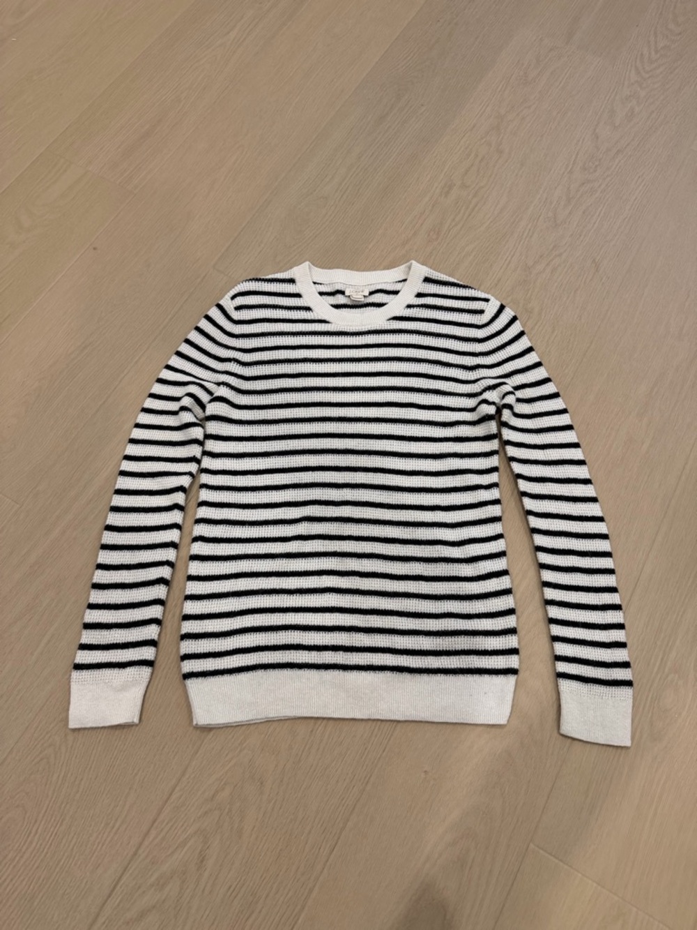 J. Crew White and Black Striped Knit Sweater